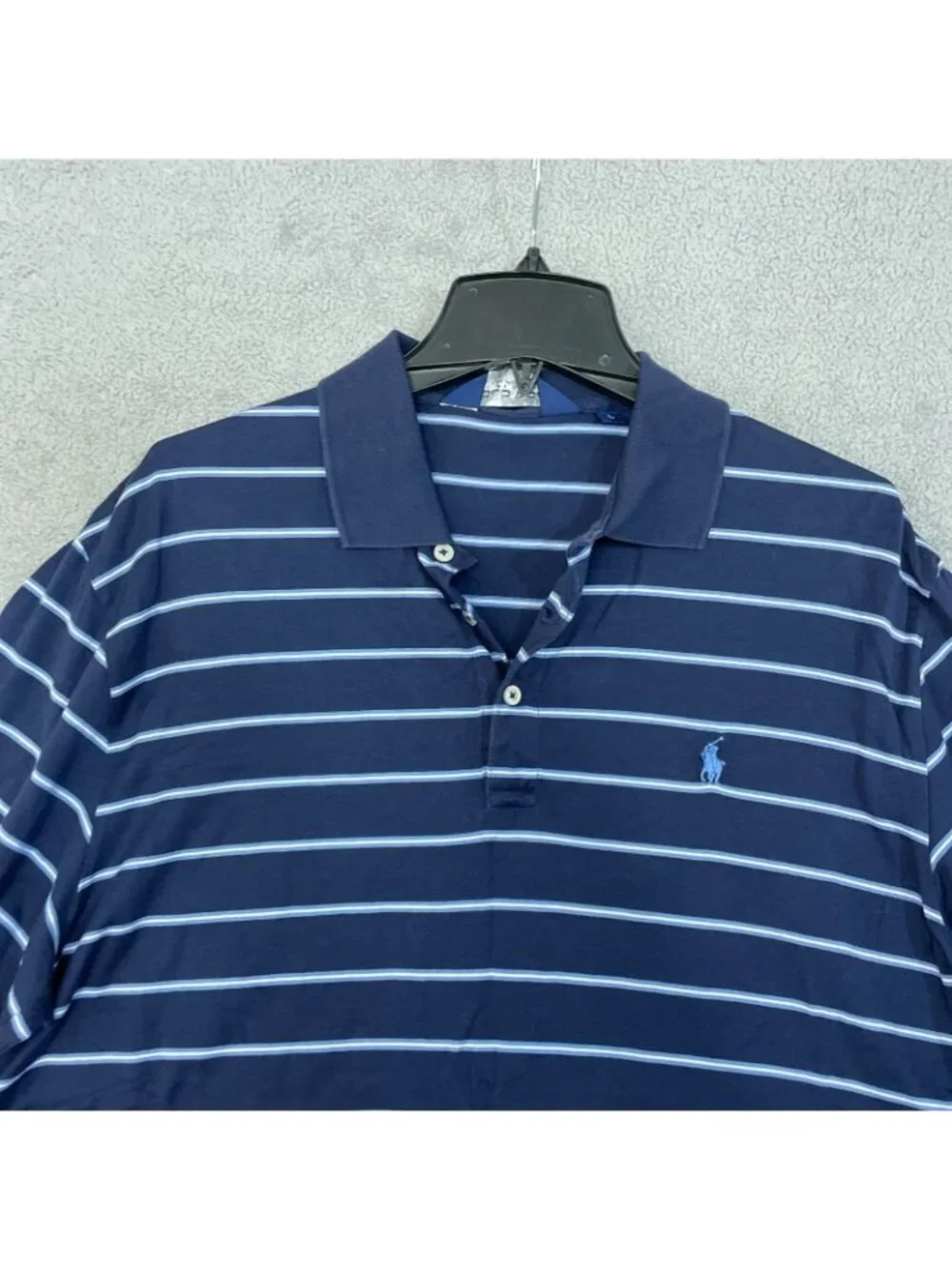 Polo Golf Ralph Lauren Men's L Navy & White Striped Polo Shirt F1338